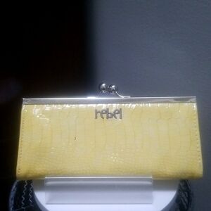 Rebel Faux Croc Kiss Lock Clutch/Wallet NIP